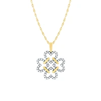 Clover Heart Diamond Pendant Necklace in 10K Yellow Gold (0.25 ct tw)
