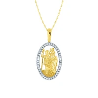 St. Christopher Diamond Pendant Necklace in 10K Yellow Gold (0.16 ct t