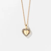 Diamond Heart Halo Pendant Necklace in 10K Yellow Gold (0.10 ct tw)