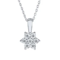 10K White Gold Diamond Cluster Flower Pendant (0.05 ct tw)