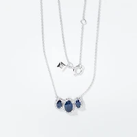 Sapphire and Diamond Pendant Necklace in 10K White Gold