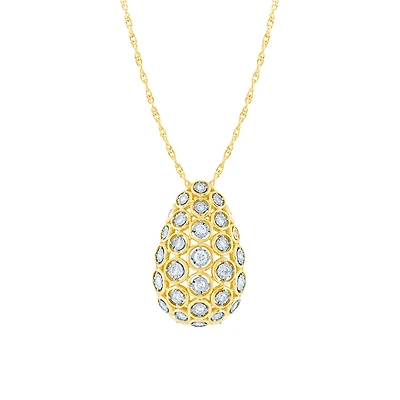 Euro-Design Domed Diamond Necklace in 10K Yellow and White Gold (0.50