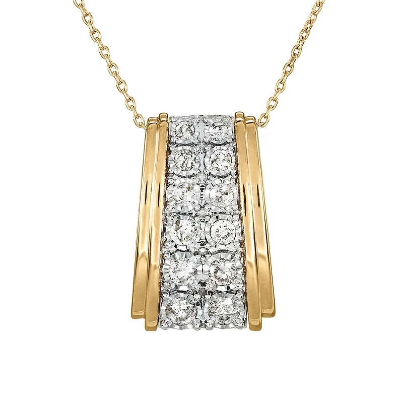 Diamond Cluster Necklace In 10K Yellow and White Gold (0.50ct tw)