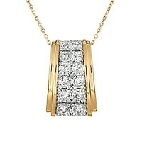 Diamond Cluster Necklace In 10K Yellow and White Gold (0.50ct tw)