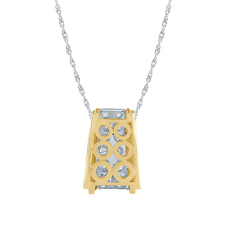 Diamond Cluster Necklace In 10K Yellow and White Gold (0.50ct tw)