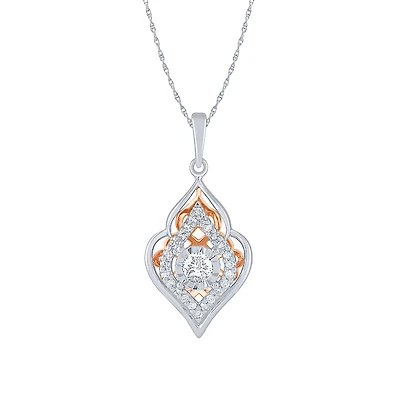 -Evelyn- Diamond Cluster Pendant Necklace in 10K White and Rose Gold (
