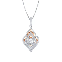 -Evelyn- Diamond Cluster Pendant Necklace in 10K White and Rose Gold (