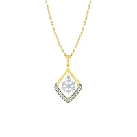 Snowflake Diamond Pendant Necklace in 10K Yellow and White Gold (0.12