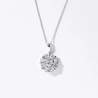 Diamond Cluster Pendant Necklace with Hidden Heart Motif in 10K White