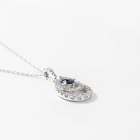 Sapphire and Diamond Pendant Necklace in 10K White Gold