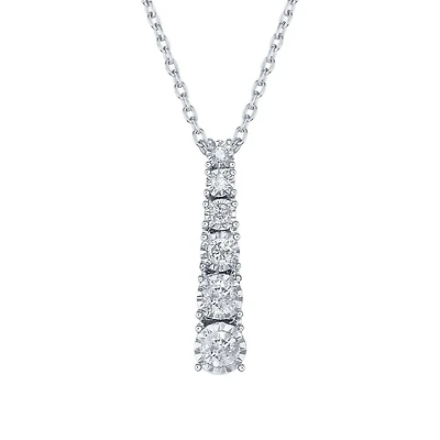 Diamond Drop Pendant in 10K White Gold (0.20 ct tw)