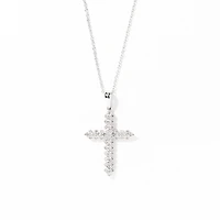 Diamond Cross Pendant Necklace in 10K White Gold (0.50 ct tw)