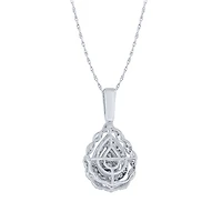 10K White Gold Pear Shape Diamond Cluster Pendant (1.00 ct tw)