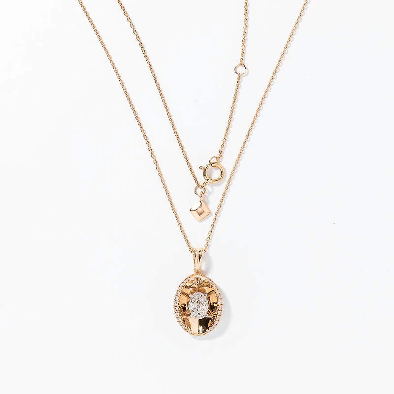Diamond Cluster Necklace in 10K Yellow and White Gold (0.33 ct tw)
