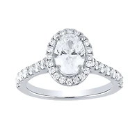 Oval Cut Diamond Halo Engagement Ring 14K White Gold (1.38 ct tw)