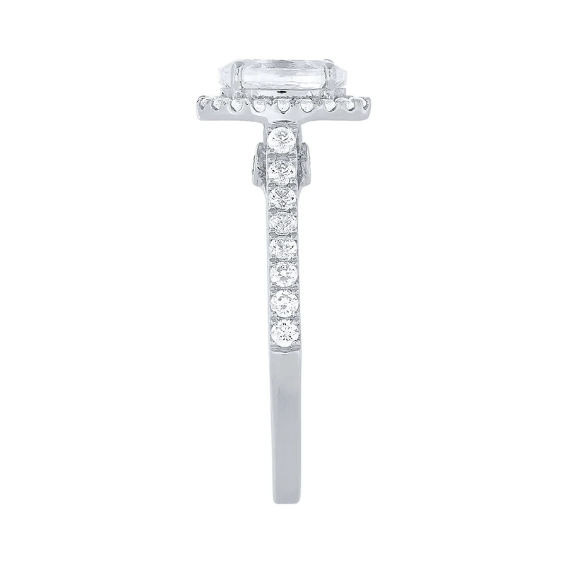 Oval Cut Diamond Halo Engagement Ring 14K White Gold (1.38 ct tw)