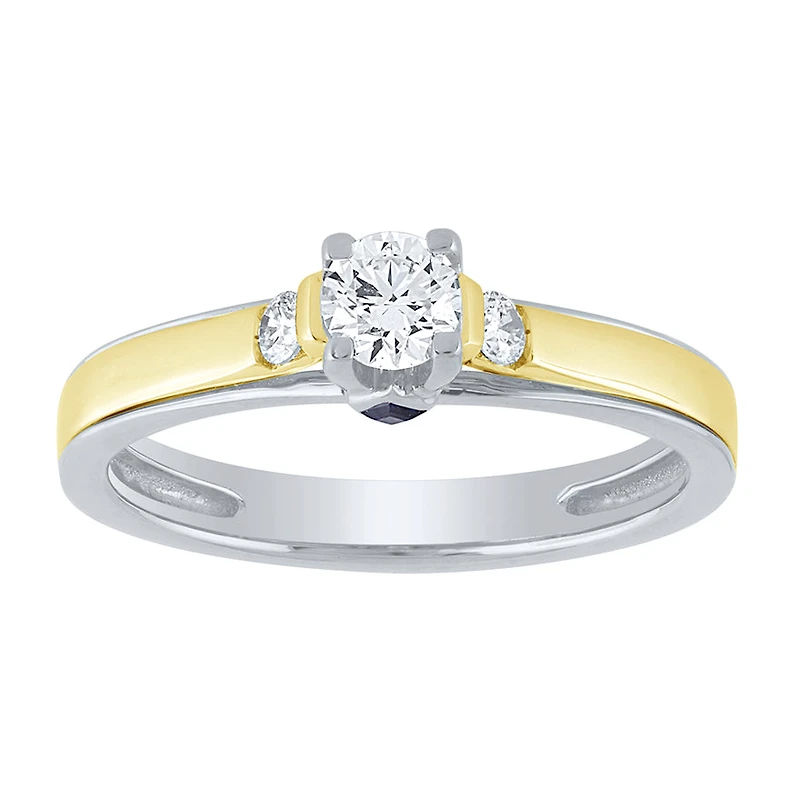 -Robin- Engagement Ring With Sapphire Accents Two-Tone 14K White an