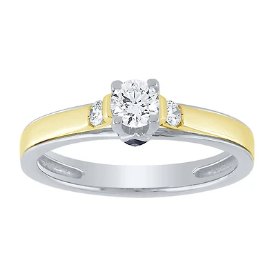-Robin- Engagement Ring With Sapphire Accents Two-Tone 14K White an
