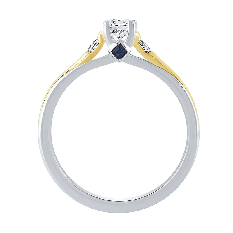-Robin- Engagement Ring With Sapphire Accents Two-Tone 14K White an