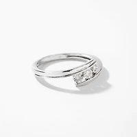 10K White Gold Three Stone Diamond Anniversary Band (0.10 ct tw)