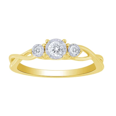 Three Stone Diamond Ring 10K Yellow Gold (0.20ct tw)