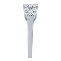 Diamond Cluster Dinner Ring 10K White Gold (0.72 ct tw)