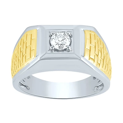 Two-Tone Men’s Diamond Ring 10K White and Yellow Gold (0.40 ct tw)