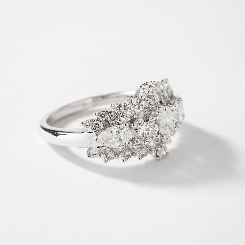 Diamond Cluster Ring 14K White Gold (1.72 ct tw)