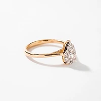 Pear Shape Diamond Cluster Ring 10K Yellow and White Gold (0.40 ct