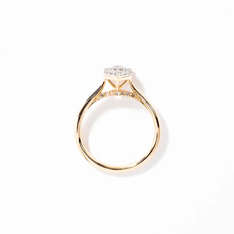 Pear Shape Diamond Cluster Ring 10K Yellow and White Gold (0.40 ct