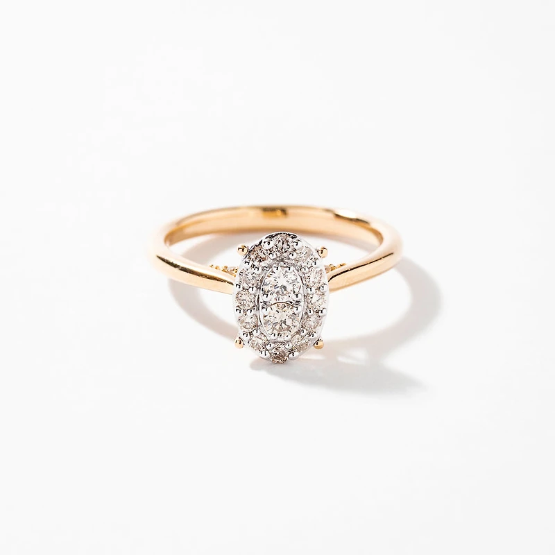 Oval Diamond Cluster Ring 10K Yellow and White Gold (0.40 ct tw)