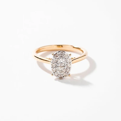 Oval Diamond Cluster Ring 10K Yellow and White Gold (0.40 ct tw)