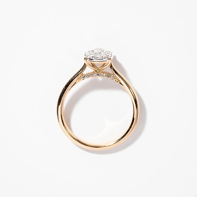 Oval Diamond Cluster Ring 10K Yellow and White Gold (0.40 ct tw)