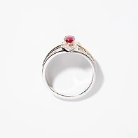 Oval Ruby Ring with Diamond Accents 10K Yellow and White Gold