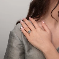 Oval Sapphire Ring With Diamond Accents 10K Yellow and White Gold