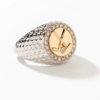 Mens Diamond Golf Ring 10K Yellow and White Gold (0.50 ct tw)