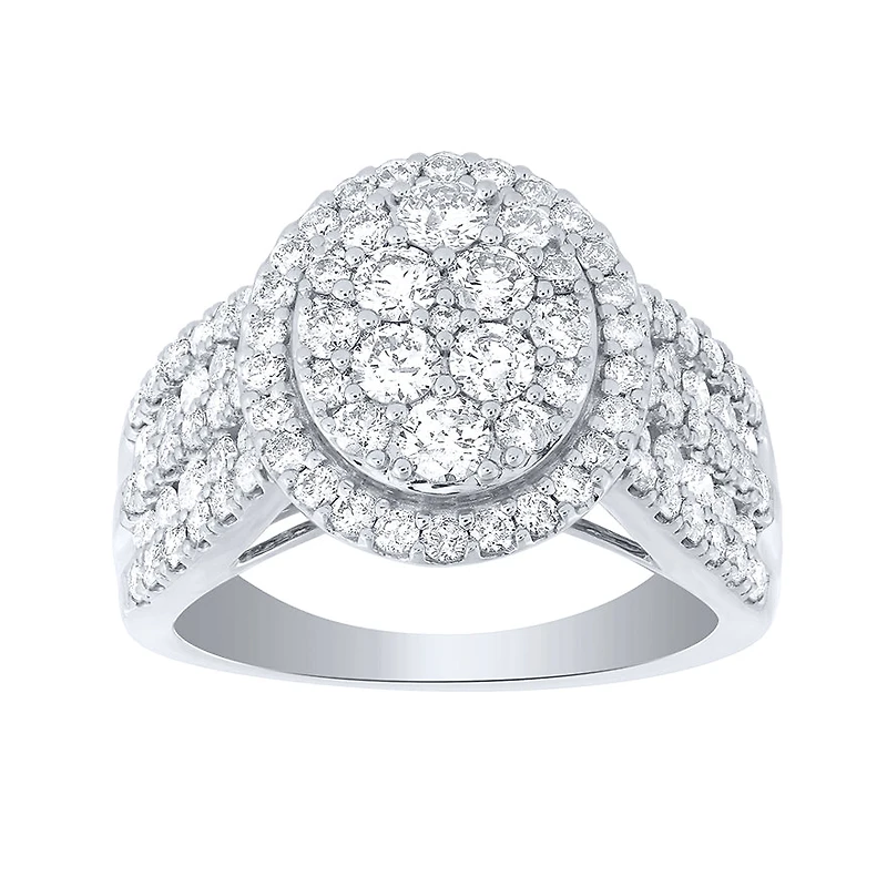 Diamond Cluster Ring 10K White Gold (2.00 ct tw)