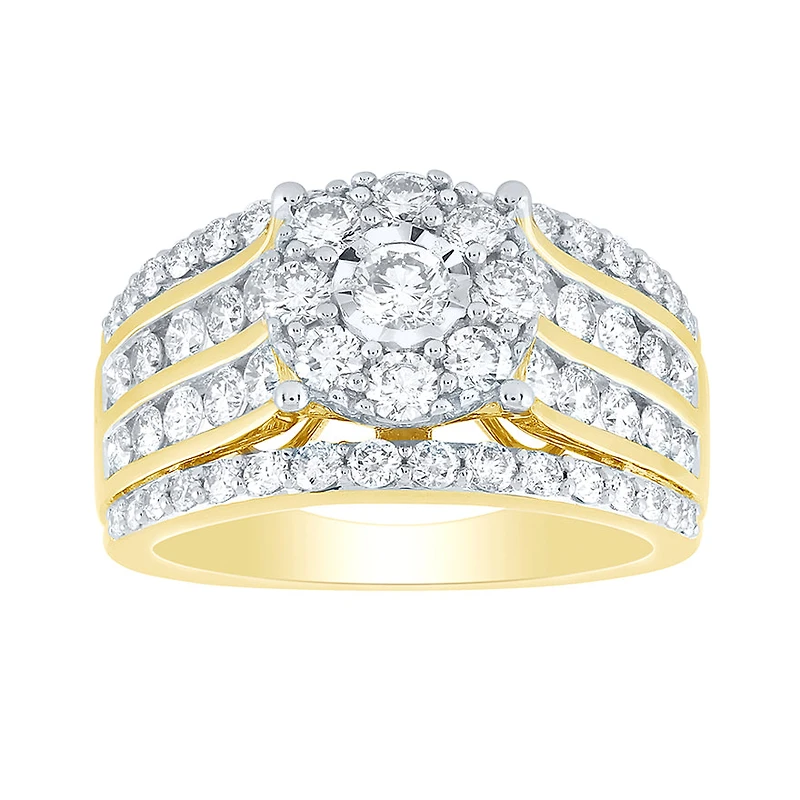 Diamond Cluster Ring 10K Yellow Gold (2.00 ct tw)