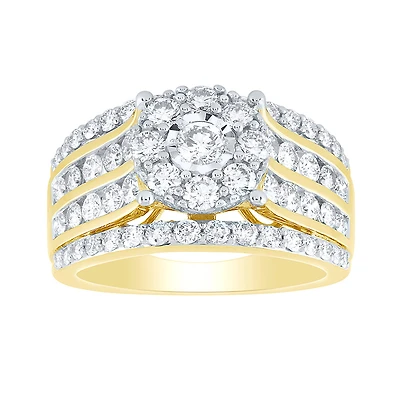 Diamond Cluster Ring 10K Yellow Gold (2.00 ct tw)
