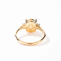 Oval Opal Ring with Diamond Accents 10K Yellow Gold
