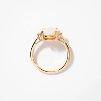 Oval Opal Ring with Diamond Accents 10K Yellow Gold