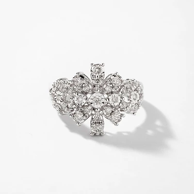 Diamond Cluster Ring 10K White Gold (0.50 ct tw)
