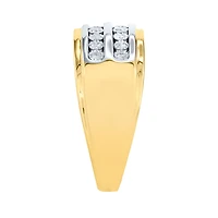 10K Yellow and White Gold Double Row Gents Diamond Ring (0.25ct tw)
