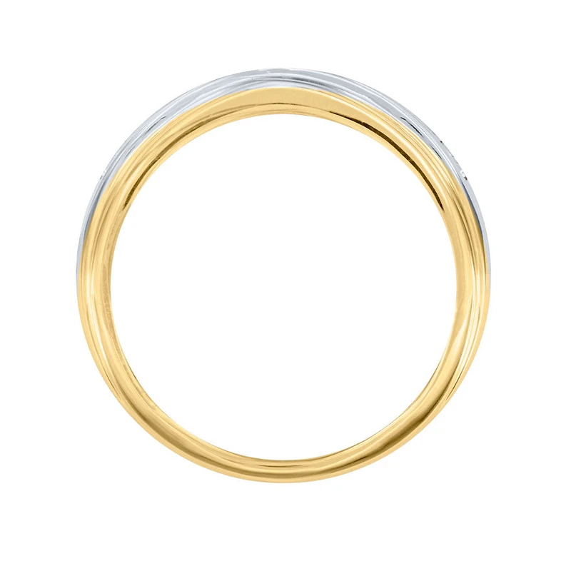 10K Yellow and White Gold Double Row Gents Diamond Ring (0.25ct tw)