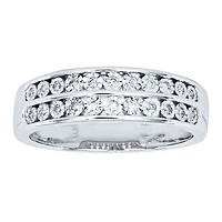 Miracle Mark Double Row Diamond Anniversary Band 10K White Gold (0.