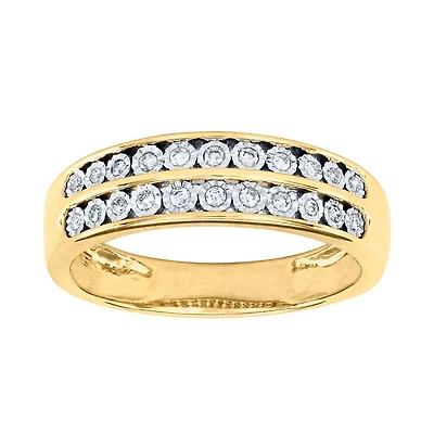 10K Yellow and White Gold Channel Set Double Row Diamond Anniversary B