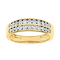 10K Yellow and White Gold Channel Set Double Row Diamond Anniversary B