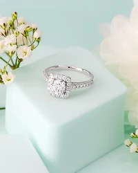 14K White Gold Halo Diamond Engagement Ring (1.20 ct tw)