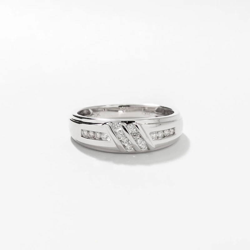 Men’s Diamond Wedding Band 10K White Gold (0.24 ct tw)