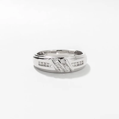 Men’s Diamond Wedding Band 10K White Gold (0.24 ct tw)